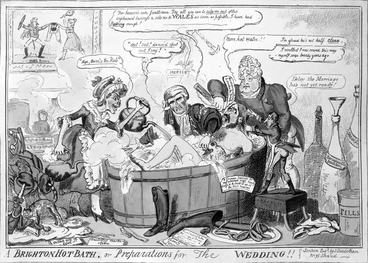 Un bain chaud à Brighton, ou préparations pour le mariage, 1816 - George Cruikshank