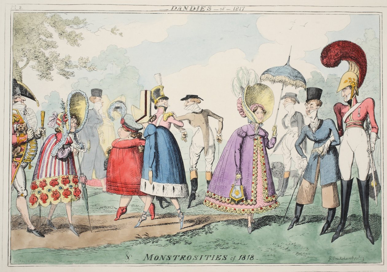 Dandies de 1817 et monstruosités de 1818, pub. 1835 - George Cruikshank