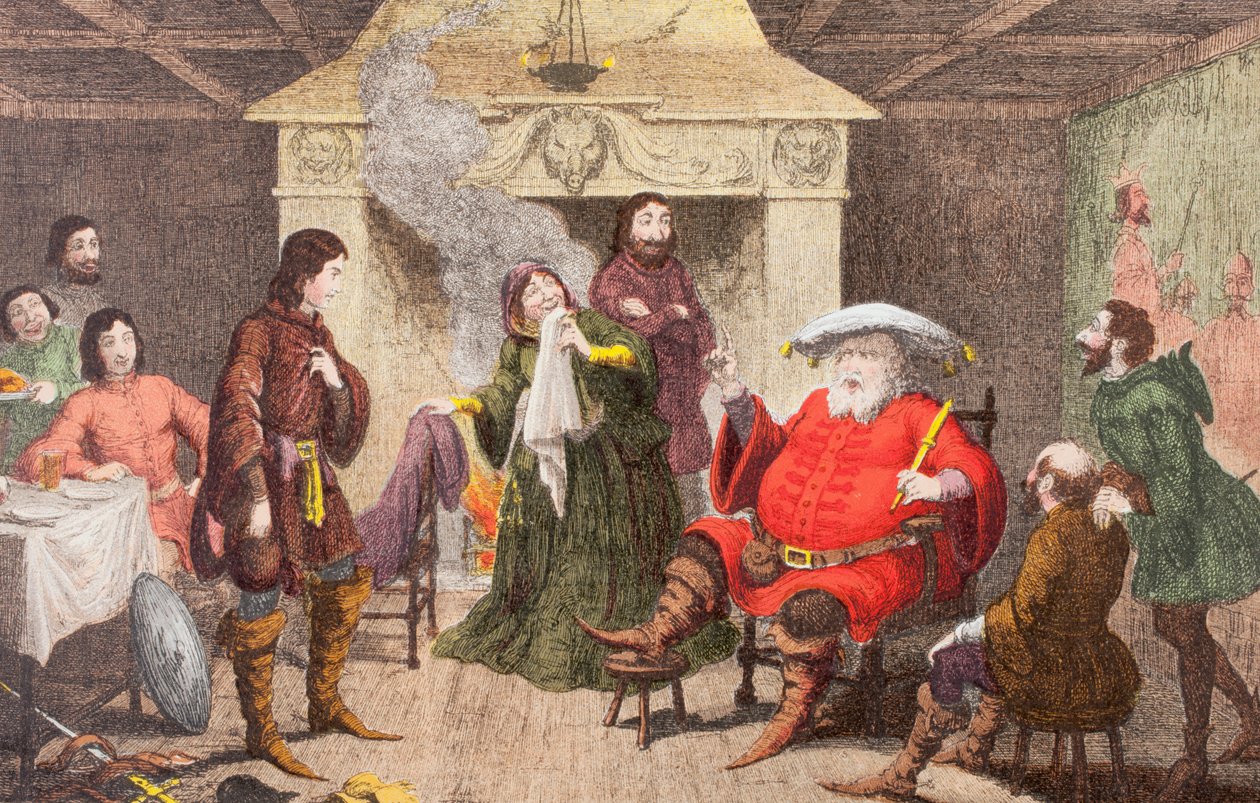 Falstaff joue le rôle du roi dans Henry IV, Partie I, Acte II, Scène IV, de 