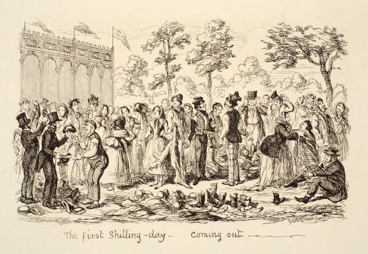 Le premier jour de shilling - Sortie - George Cruikshank
