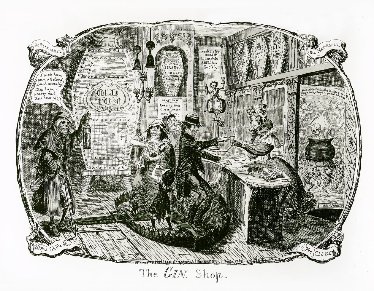 Le magasin de gin, 1829 - George Cruikshank
