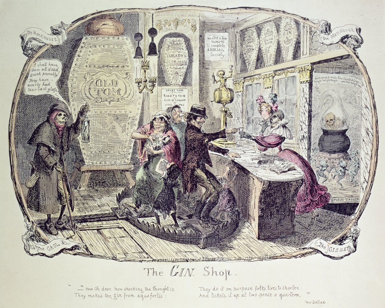 Le magasin de gin, 1829 - George Cruikshank