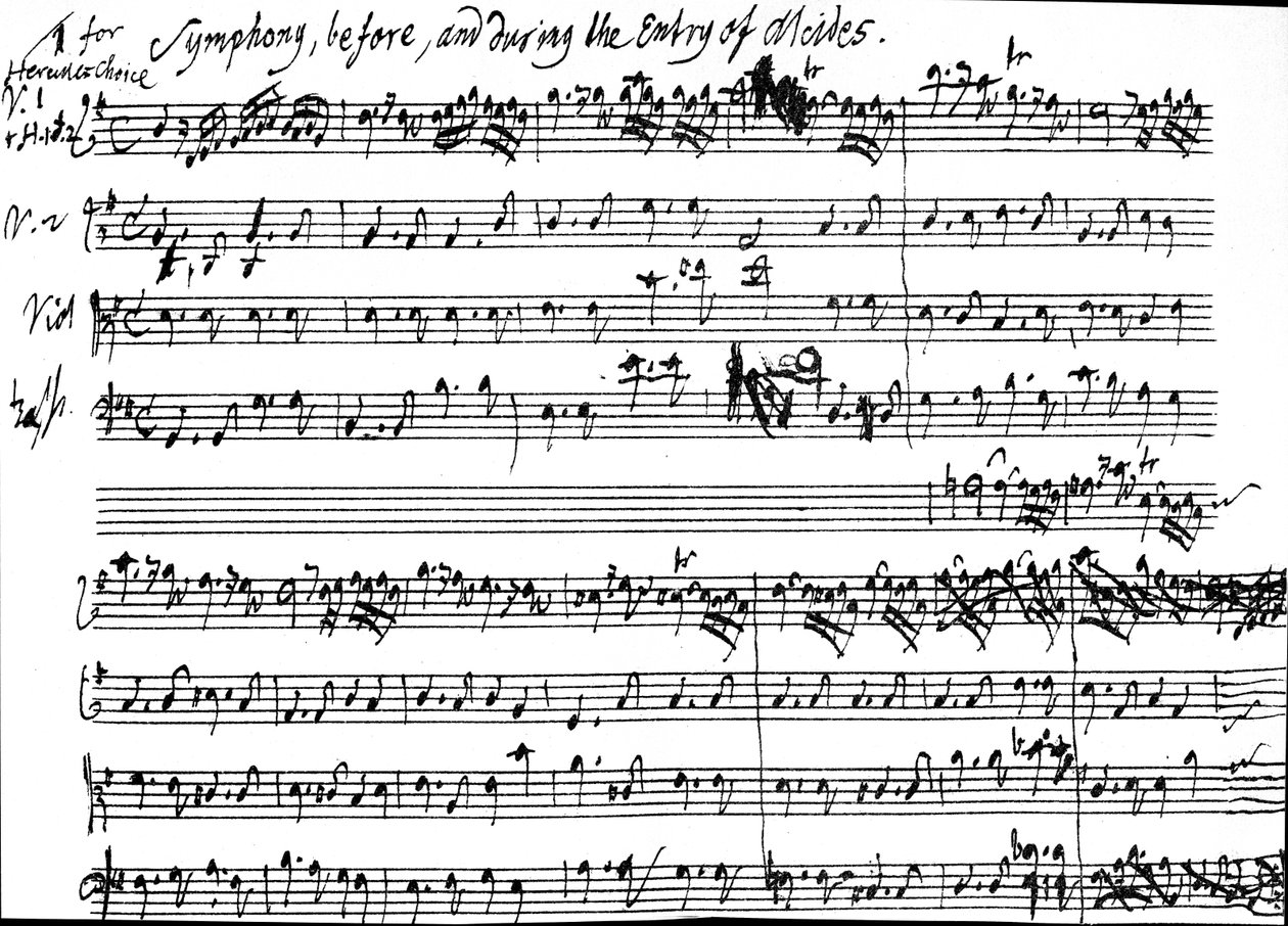 Partition originale du début de la symphonie accompagnant l
