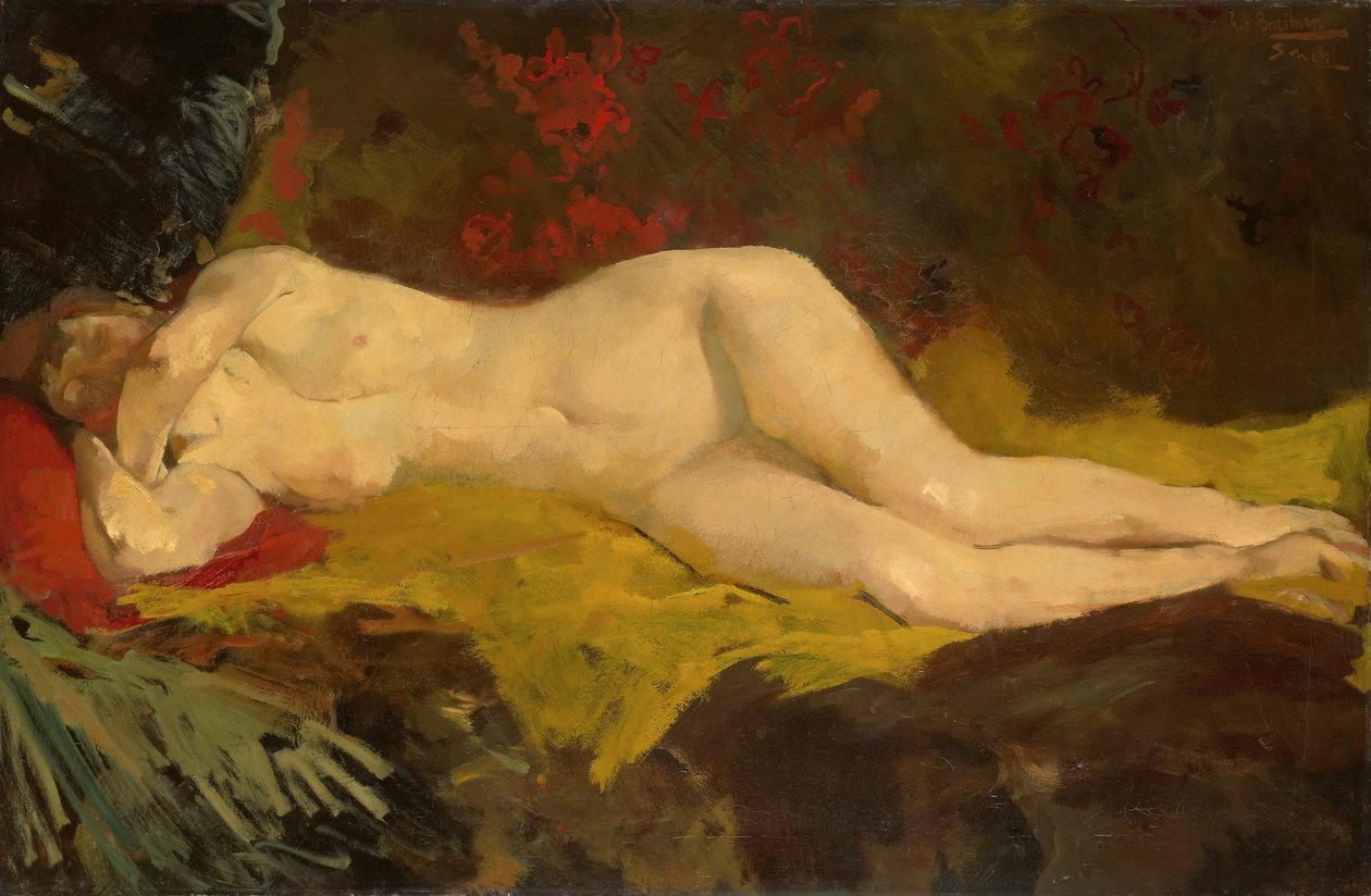 Anne, allongée nue sur un tissu jaune - George Hendrik Breitner