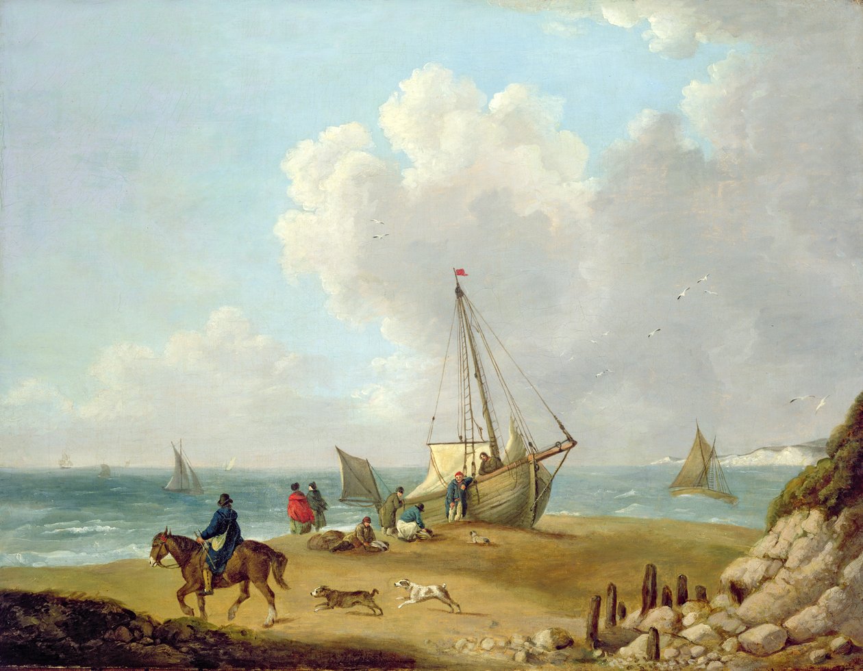 Pêcheurs déchargeant leur prise à Freshwater Bay, Île de Wight - George Morland