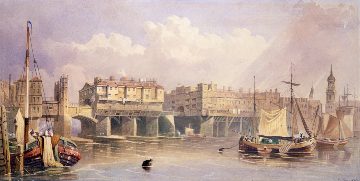 Pont de Londres, 1835 | George Pyne | Estampe d'art