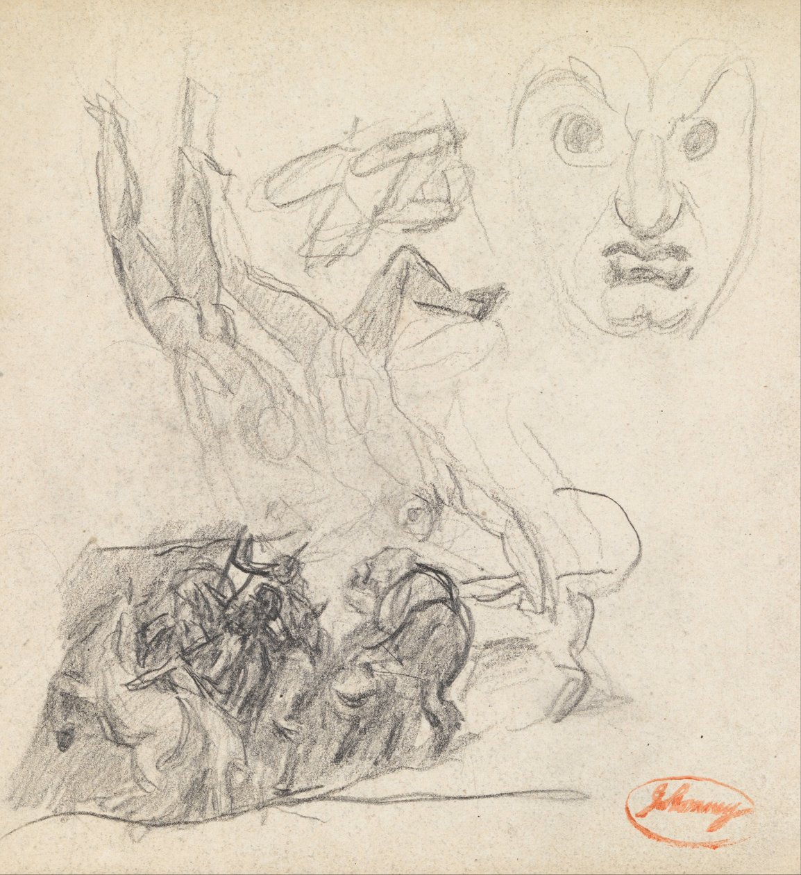Étude de composition de figure 21 avec un visage - George Romney