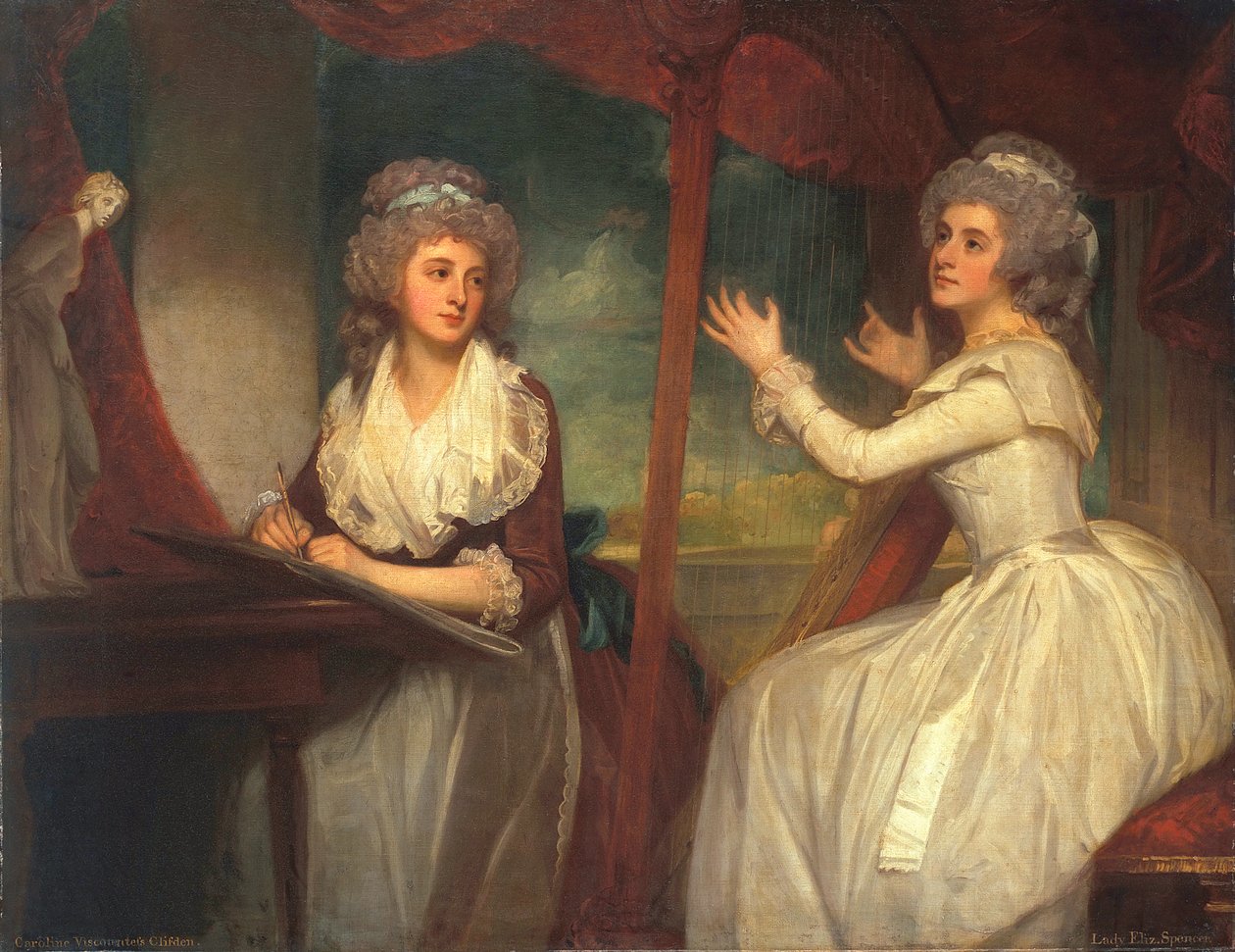Lady Caroline Spencer, plus tard vicomtesse Clifden, et sa sœur, Lady Elizabeth Spencer, 1786-92 - George Romney