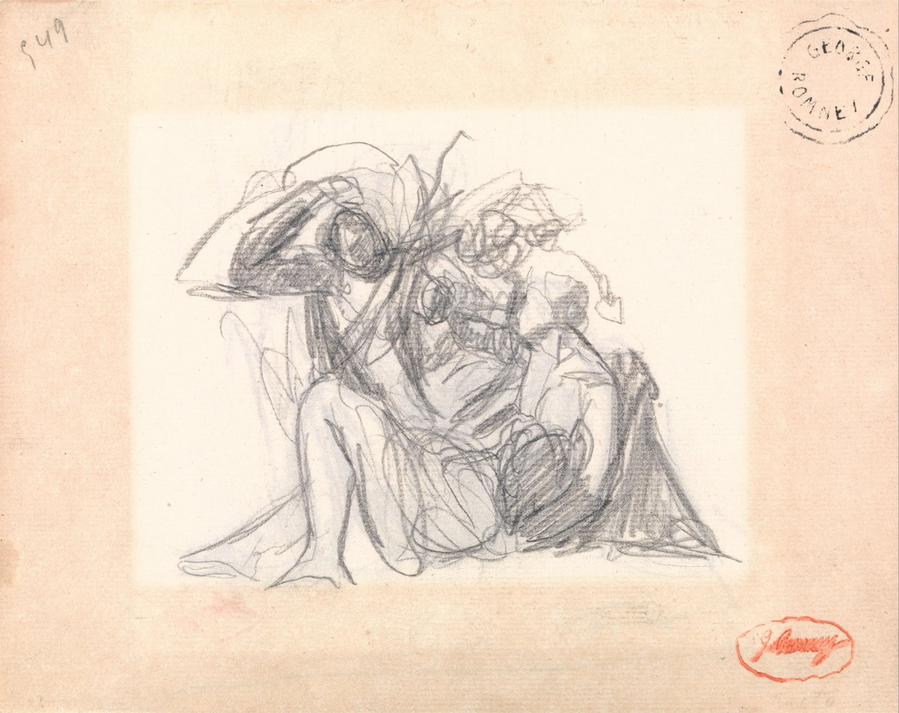 Sujet non identifié - Femme allongée et autres figures - George Romney