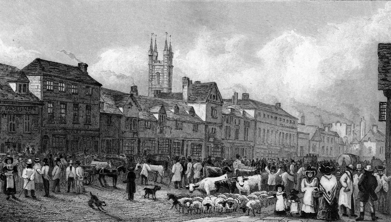 Jour de marché à Ashford, Kent, gravé par T. Garner, 1830 - George Shepherd