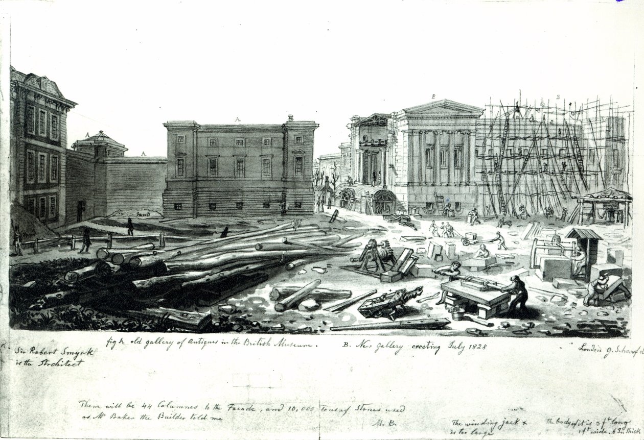 Construction de la nouvelle galerie du British Museum - George Snr Scharf