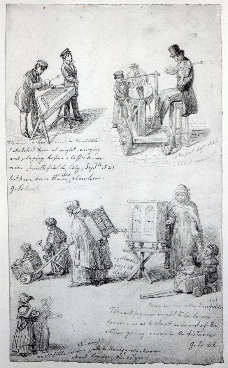 Musiciens dans les rues de Londres, 1841-43 - George Snr Scharf
