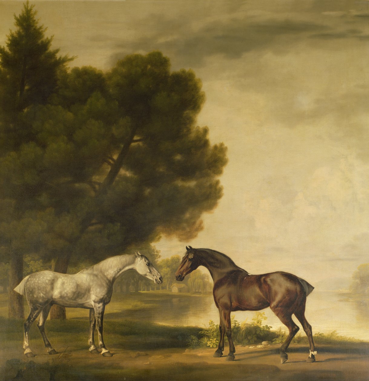Un Gris et un Bai dans un Paysage - George Stubbs