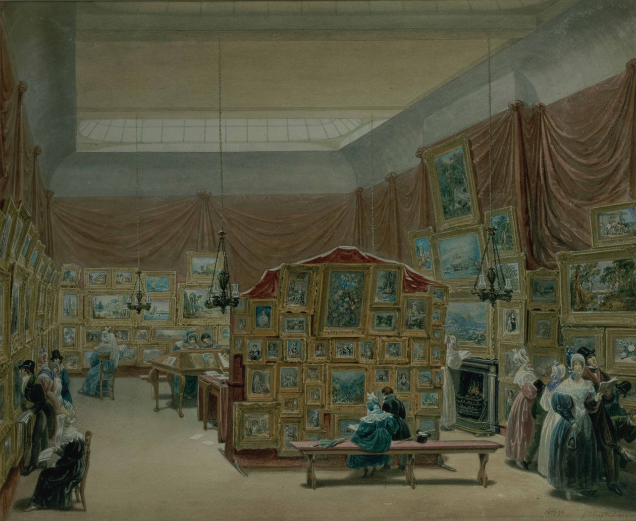 Intérieur de la galerie de la New Society of Painters in Watercolour, Old Bond Street, 1834 - George the Elder Scharf