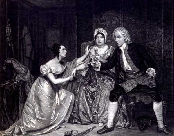 M. Blanchard, Mme Davenport et Mlle M. Tree en Peachum, Mme Peachum et Polly dans 