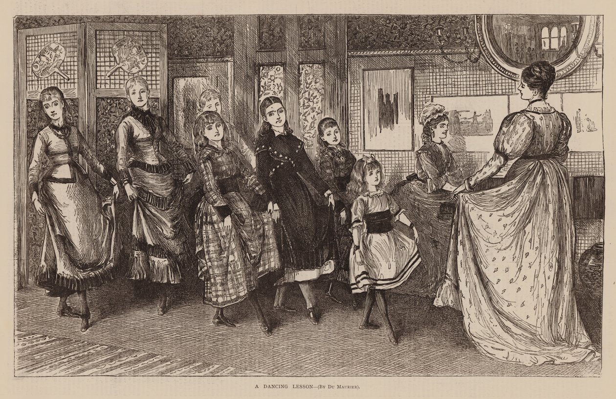 Une leçon de danse (gravure) - George (after) Du Maurier