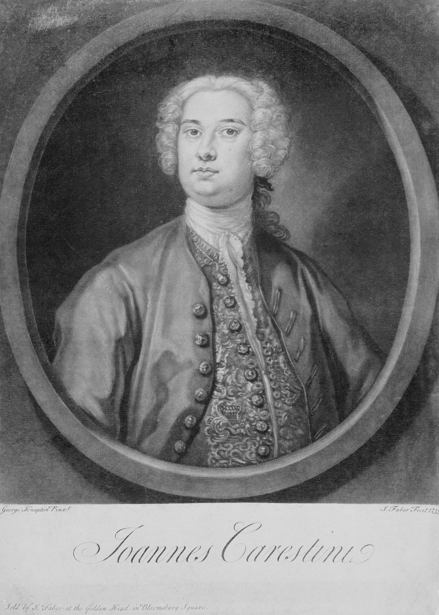 Portrait de Joannes Carestini (c.1705-60), castrat italien, gravé par John Faber (1684-1756) - George (after) Knapton