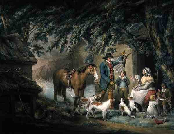 Soirée, ou Le retour du chasseur, gravé et publié par Joseph Grozer - George (after) Morland