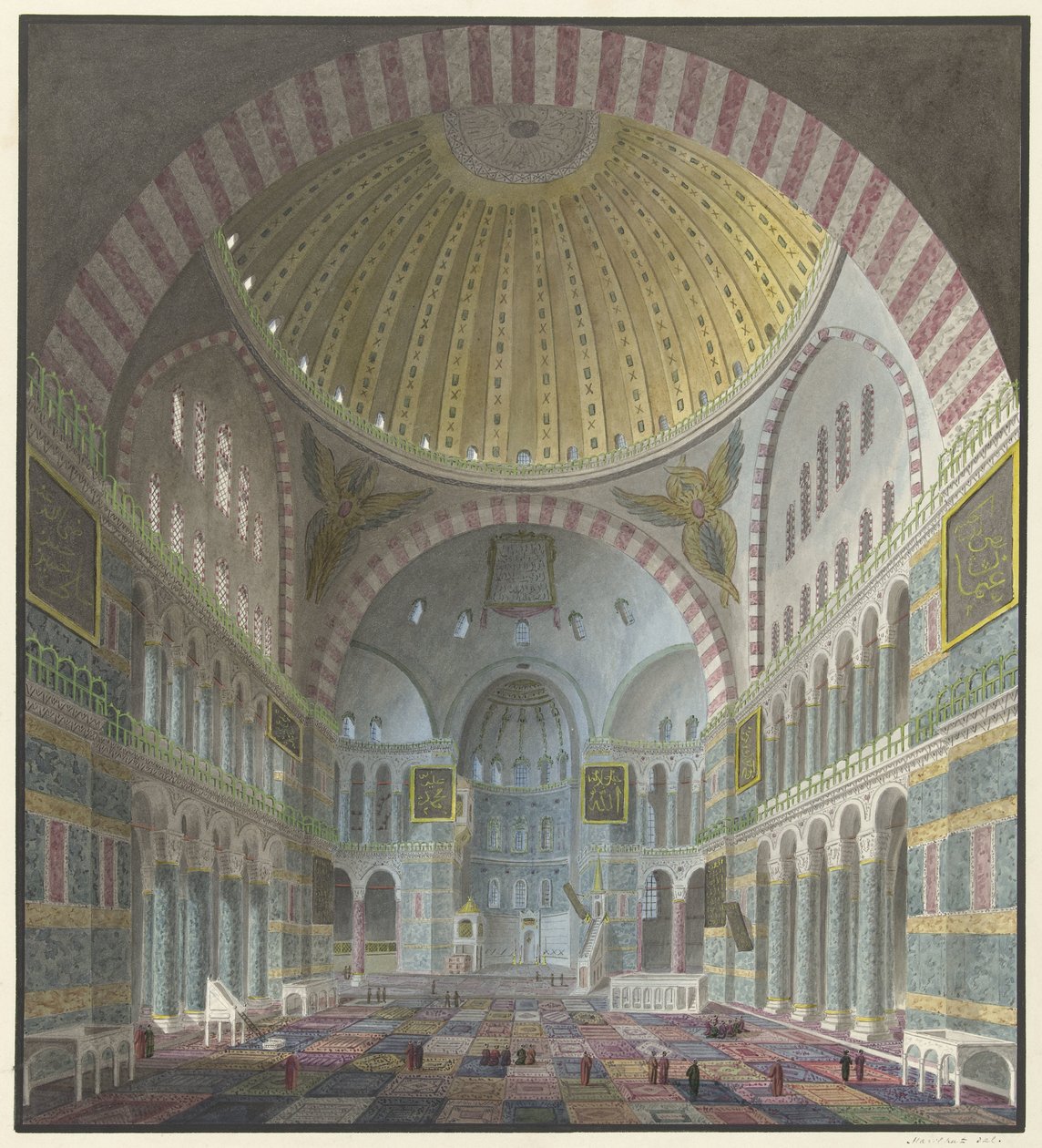 Intérieur de la Sainte-Sophie avec Turcs agenouillés et debout - George Antoine Prosper Marilhat