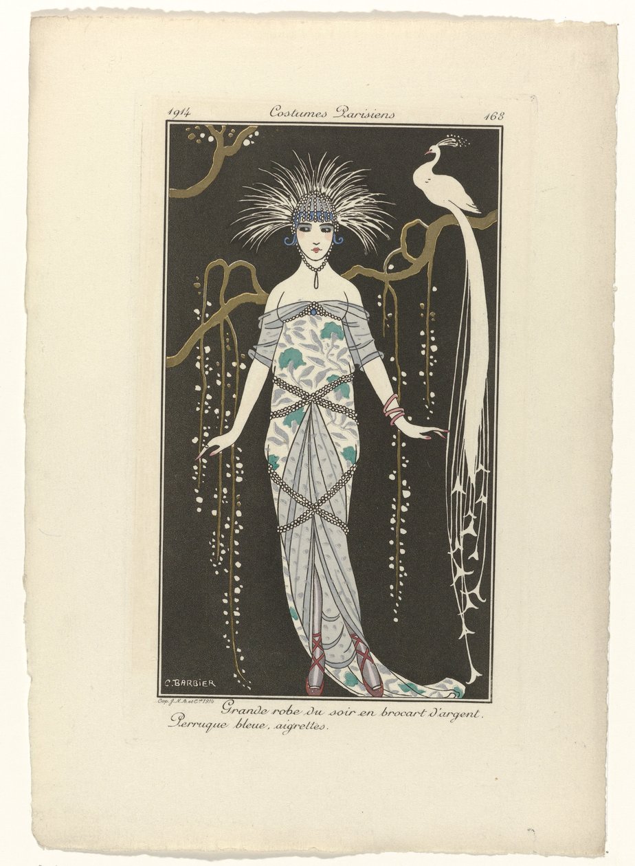 Journal des Dames et des Modes, Costumes Parisiens, 1914, No. 168 : Grande robe du soir - George Barbier