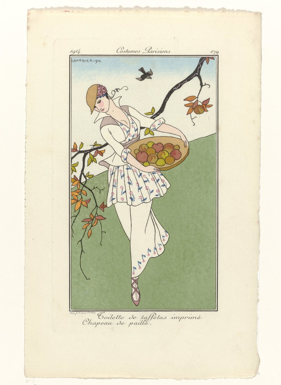 Journal des Dames et des Modes, Costumes Parisiens, 1914, No. 179 : Toilettes de taffetas - George Barbier