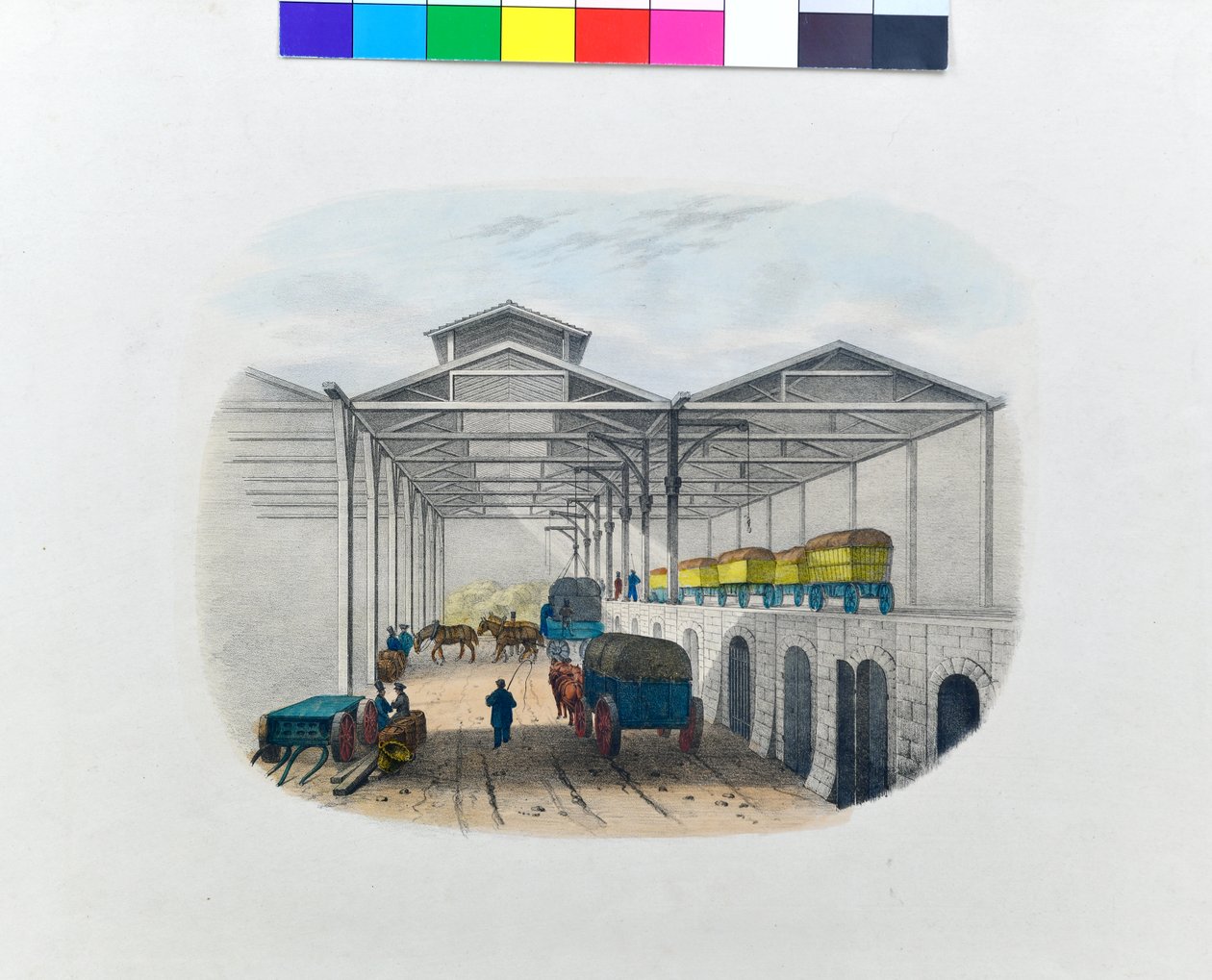 Vue du dépôt de transfert de marchandises, vers 1830 (lithographie sur papier) - George Barnard