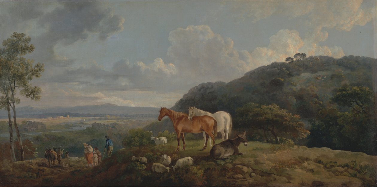 Matin : Paysage avec juments et moutons - George Barret