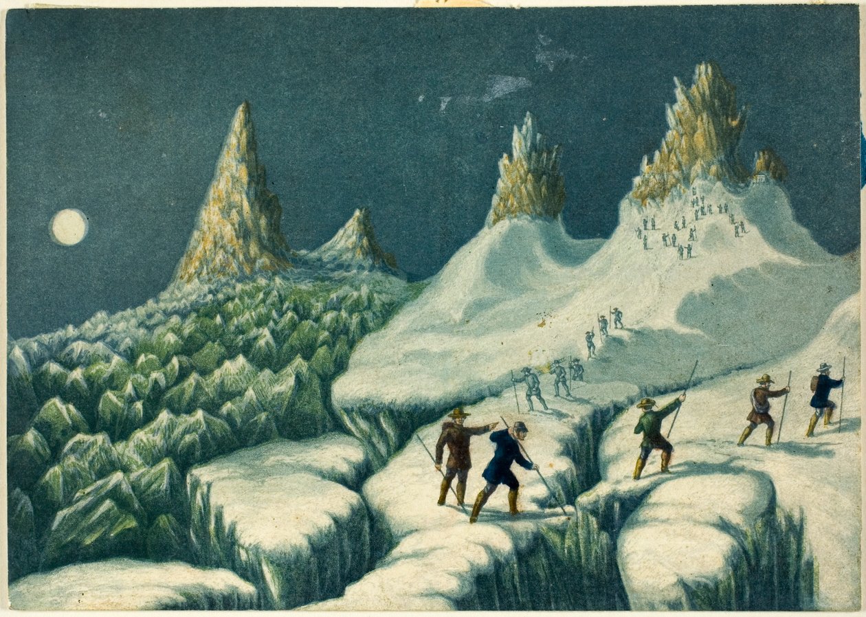 Départ des Grands Mulets, tiré de « Ascension du mont Blanc » - George Baxter