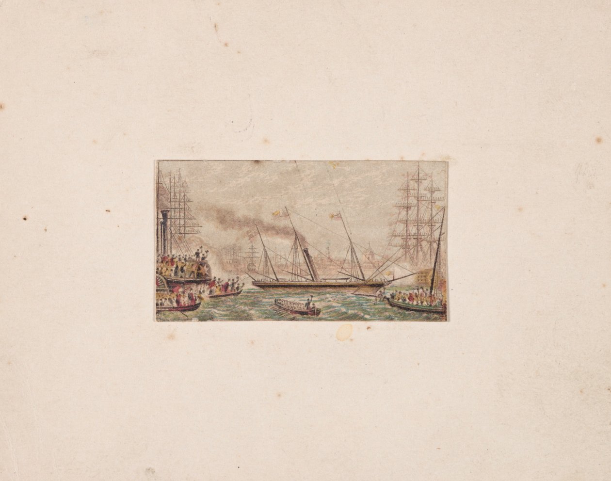 Impression de boîte à aiguilles : La flotte royale dans la baie de Kilkenny, 1850 - George Baxter