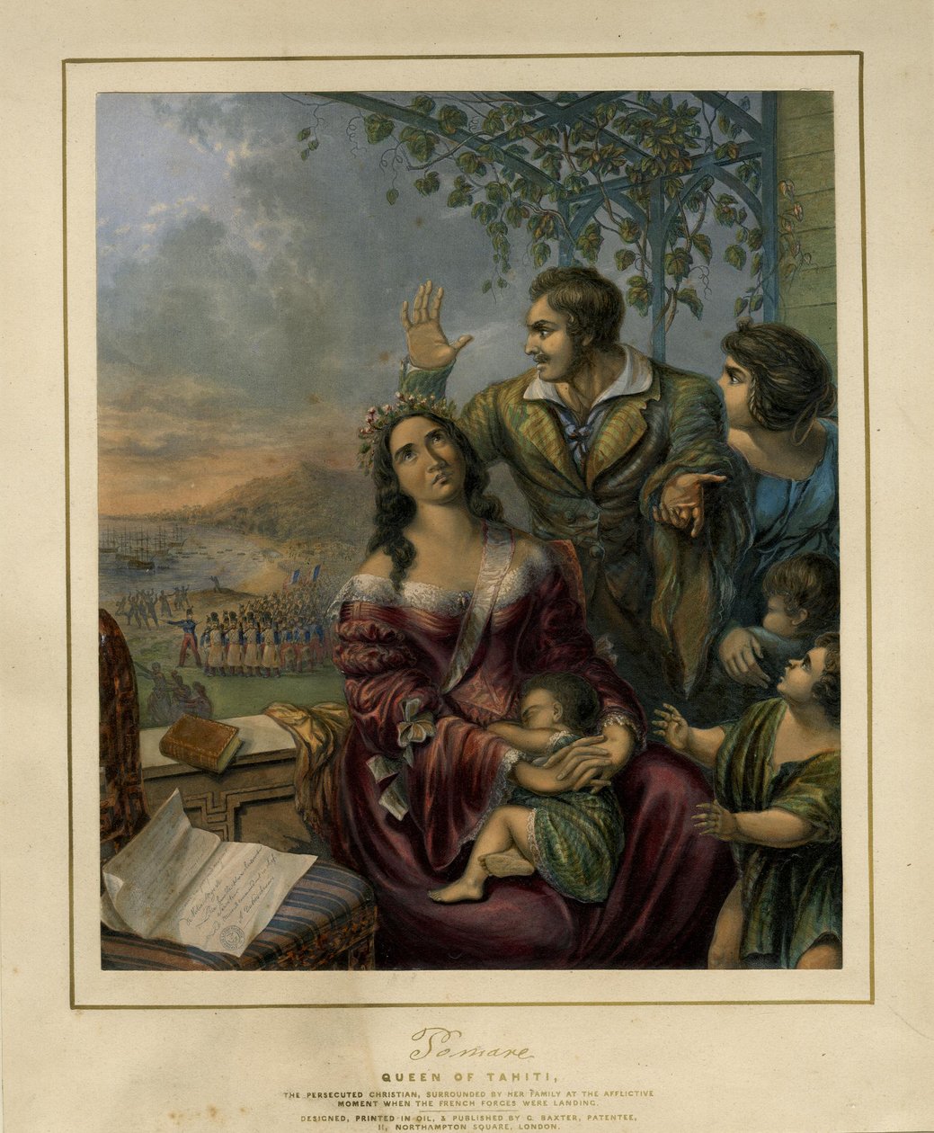Pomare, reine de Tahiti, la chrétienne persécutée, par George Baxter, 1845, British Museum - George Baxter