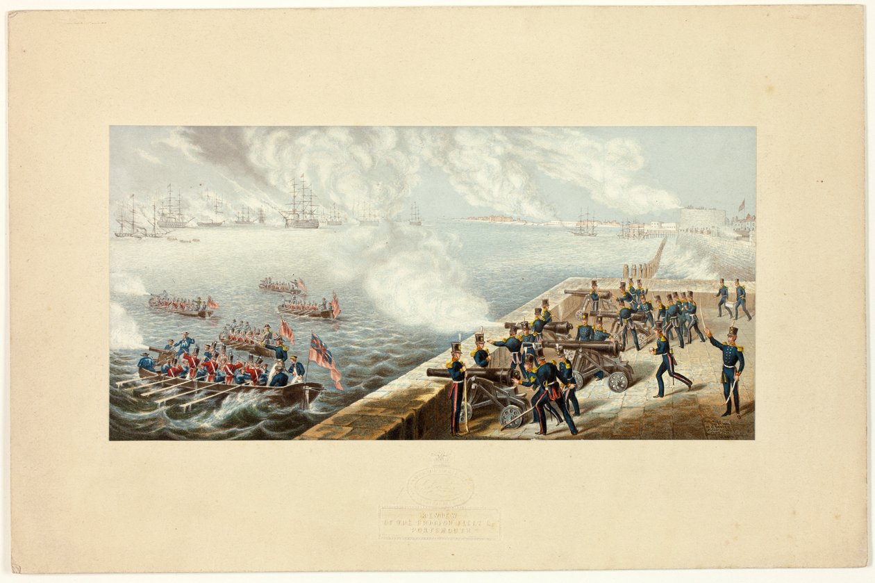 Revue de la flotte britannique à Portsmouth avant la guerre de Crimée - George Baxter