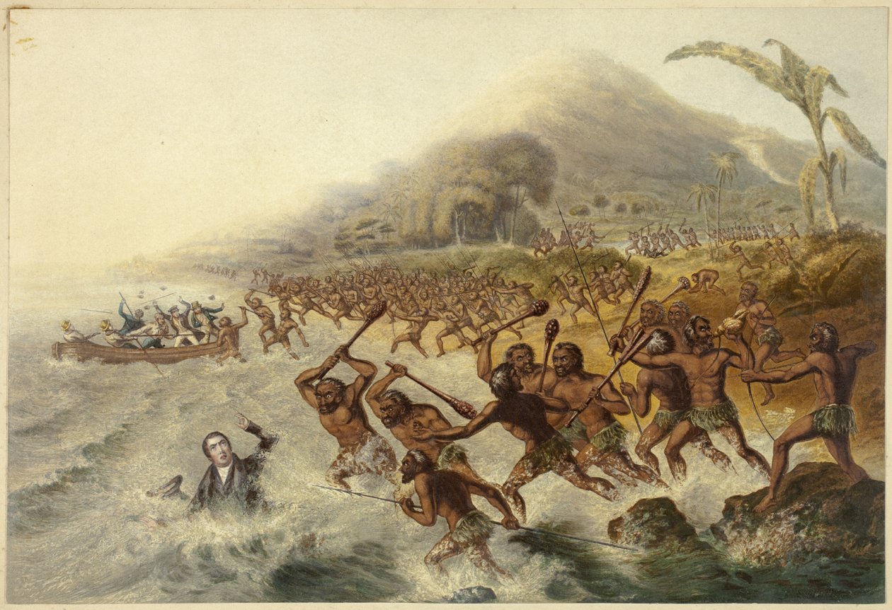 Le Massacre du missionnaire regretté le Rév. J. Williams et M. Harris - George Baxter