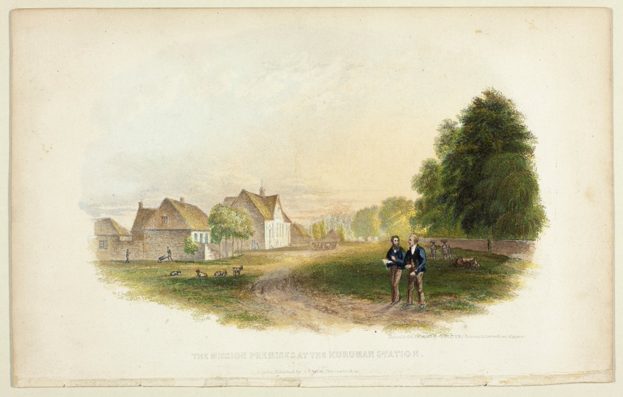 Les bâtiments de la mission à la station de Kuruman - George Baxter