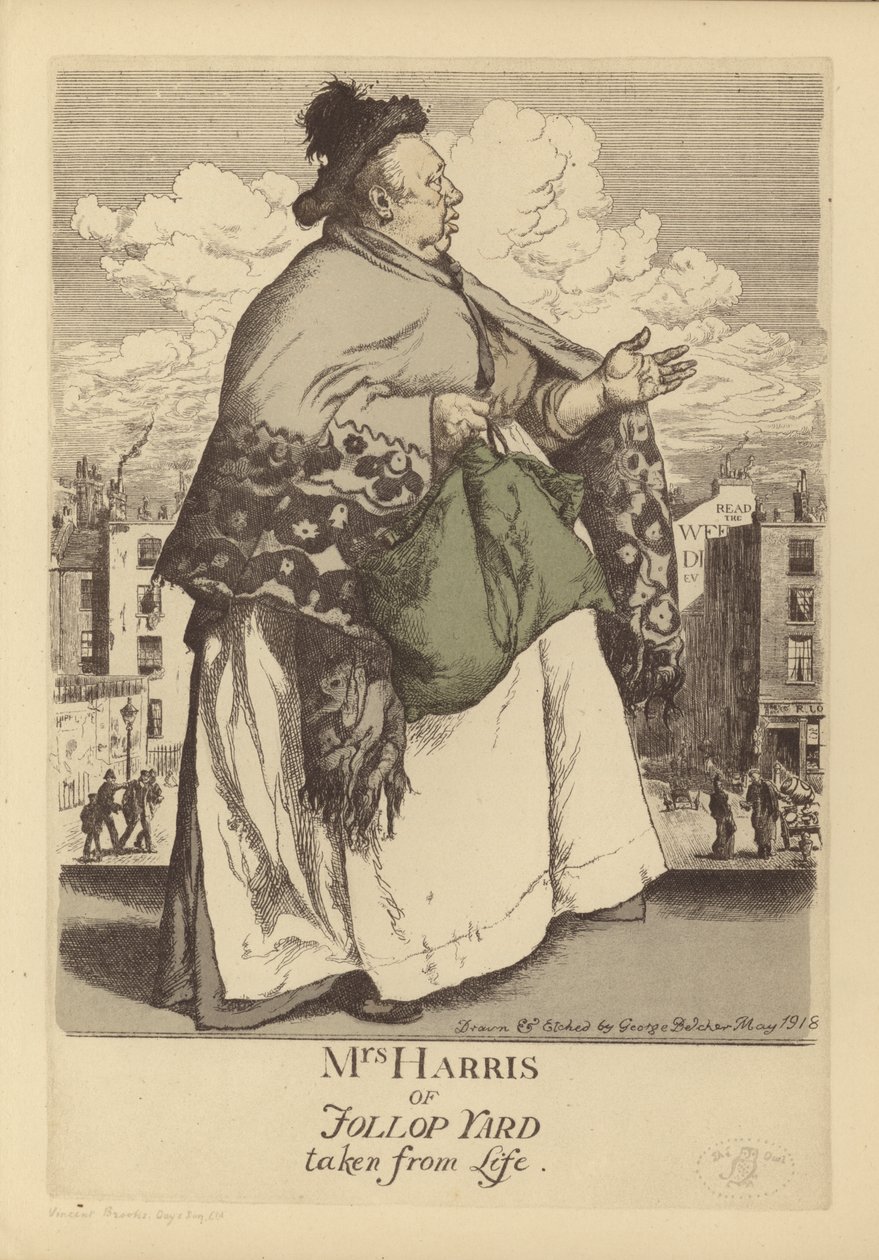 Mme Harris of Follop Yard (gravure en couleur) - George Belcher