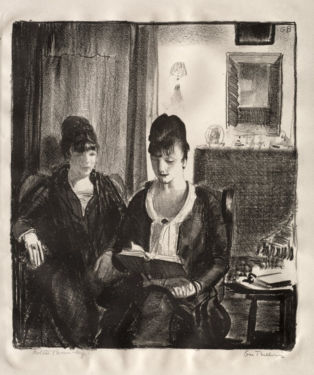 Elsie faisant la lecture à Emma, deuxième pierre - George Bellows