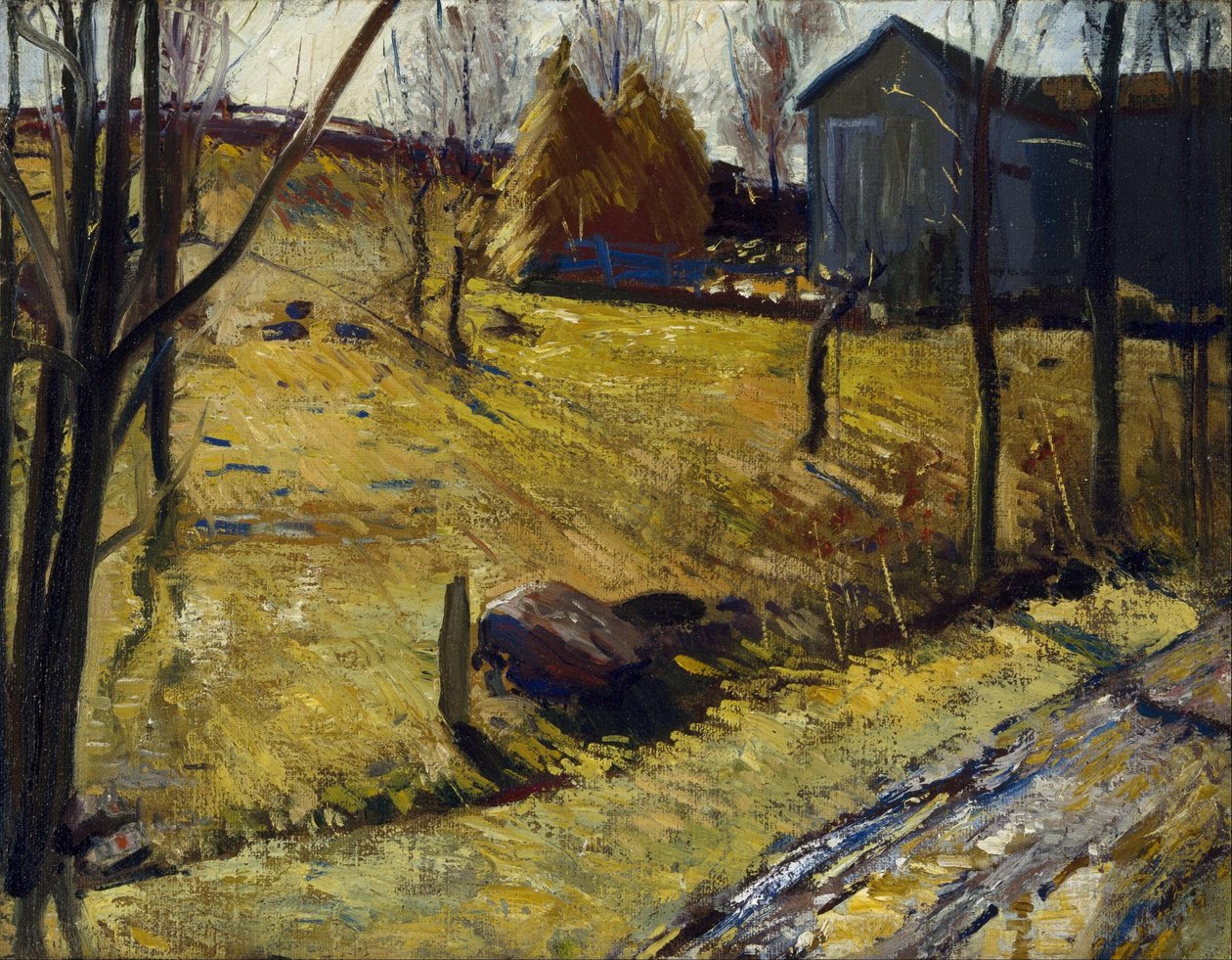 Meules de foin et grange - George Bellows