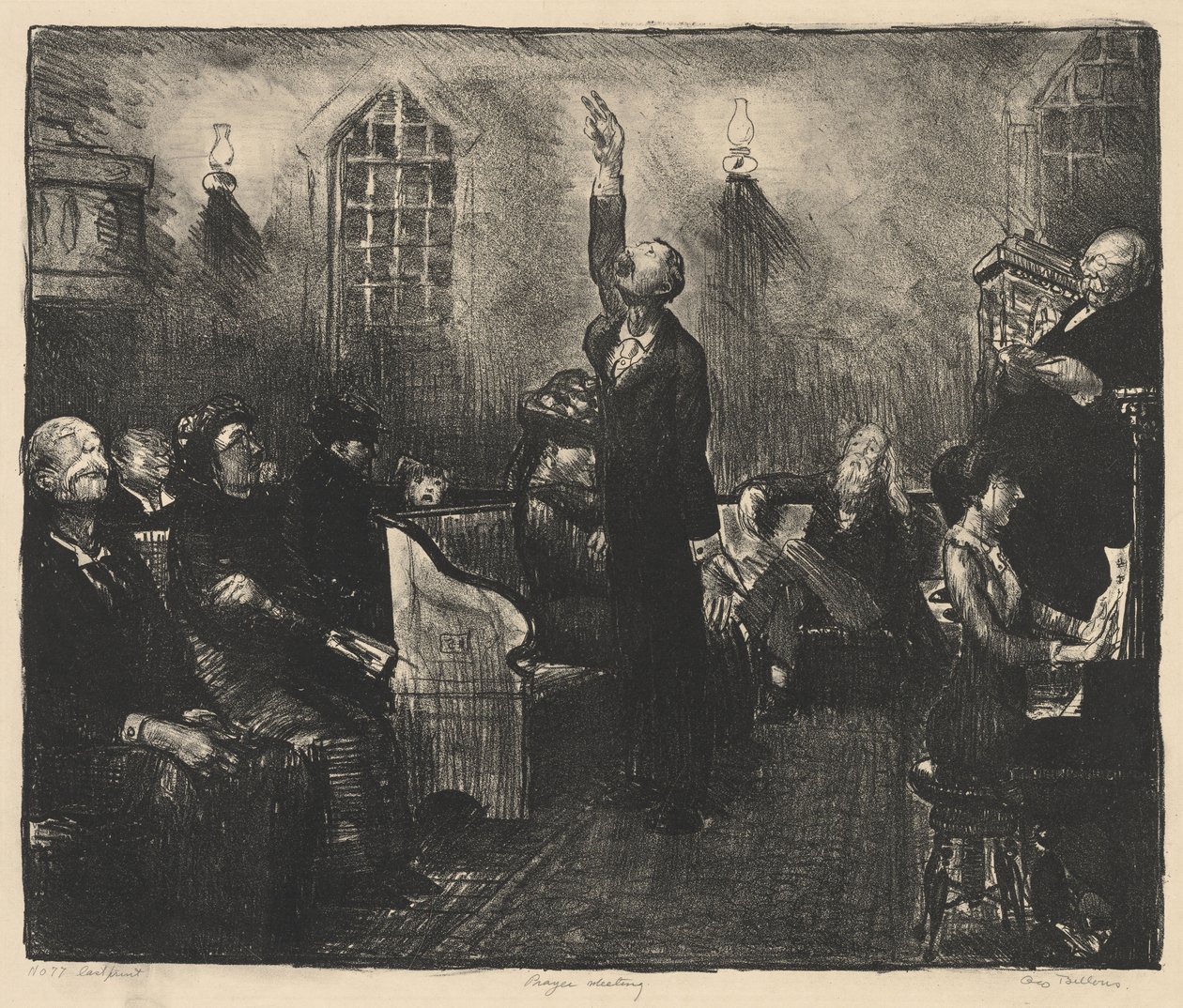 Réunion de prière, « First Stone » - George Bellows