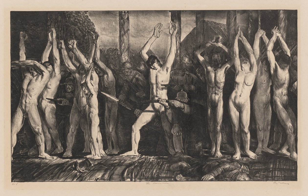 La barricade, la première pierre - George Bellows