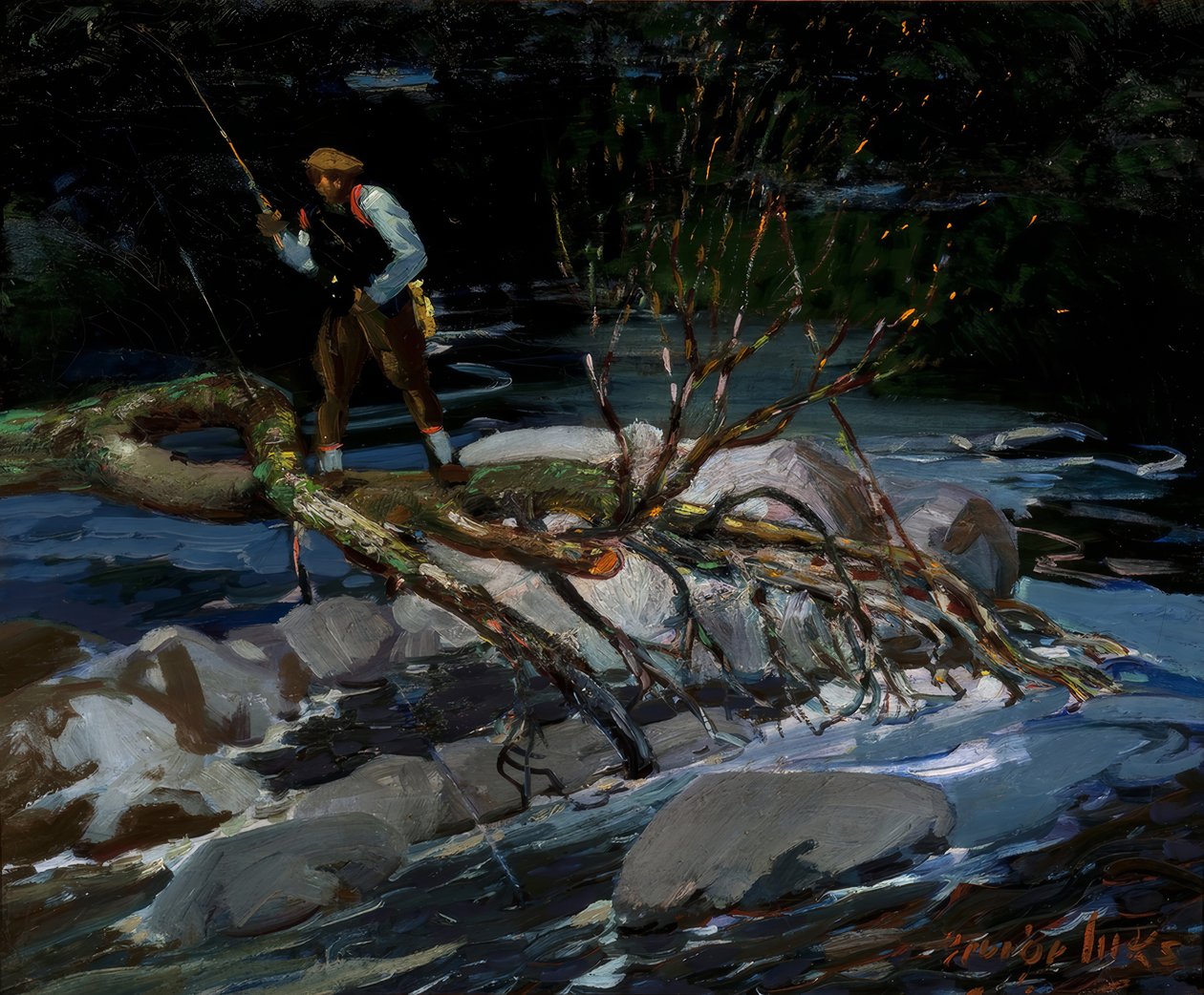 Pêche à la truite, "The Screecher", lac Rossignol, Nouvelle-Écosse - George Benjamin Luks