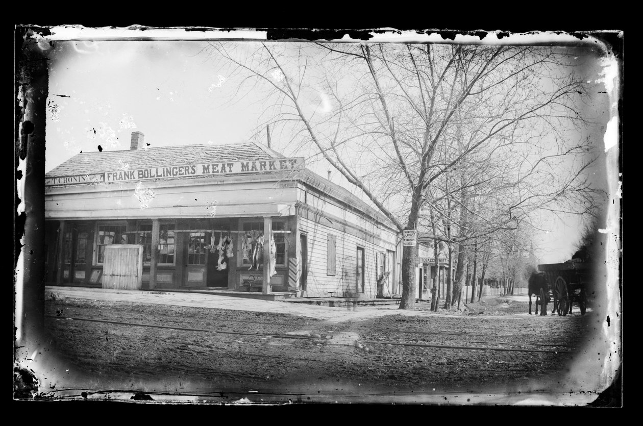 Marché de viande de Frank Bollinger, Flatbush, Brooklyn, vers 1872-87 - George Bradford Brainerd