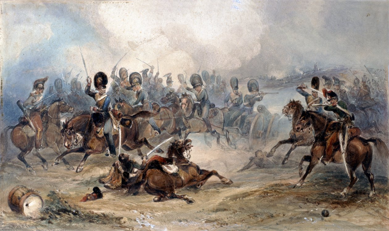 Le capitaine Norman Ramsay, Royal Horse Artillery, galopant avec sa troupe à travers l