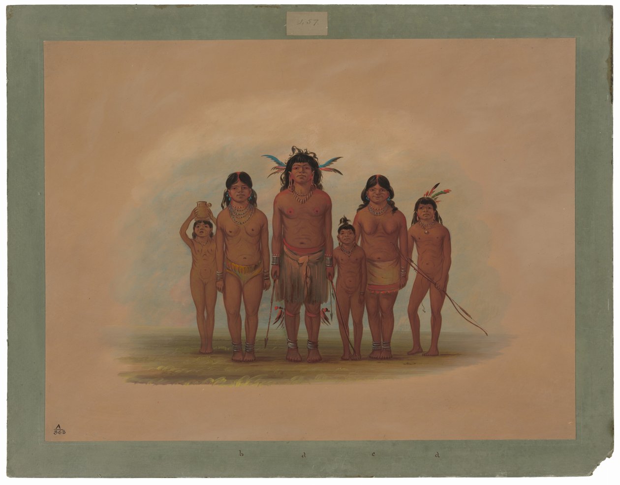 Une famille indienne Connibo - George Catlin