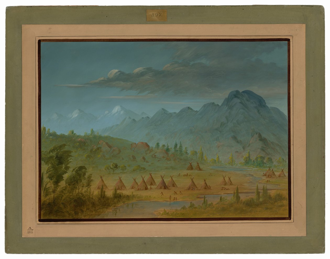 Un village de corbeaux et les montagnes de la rivière Salmon - George Catlin