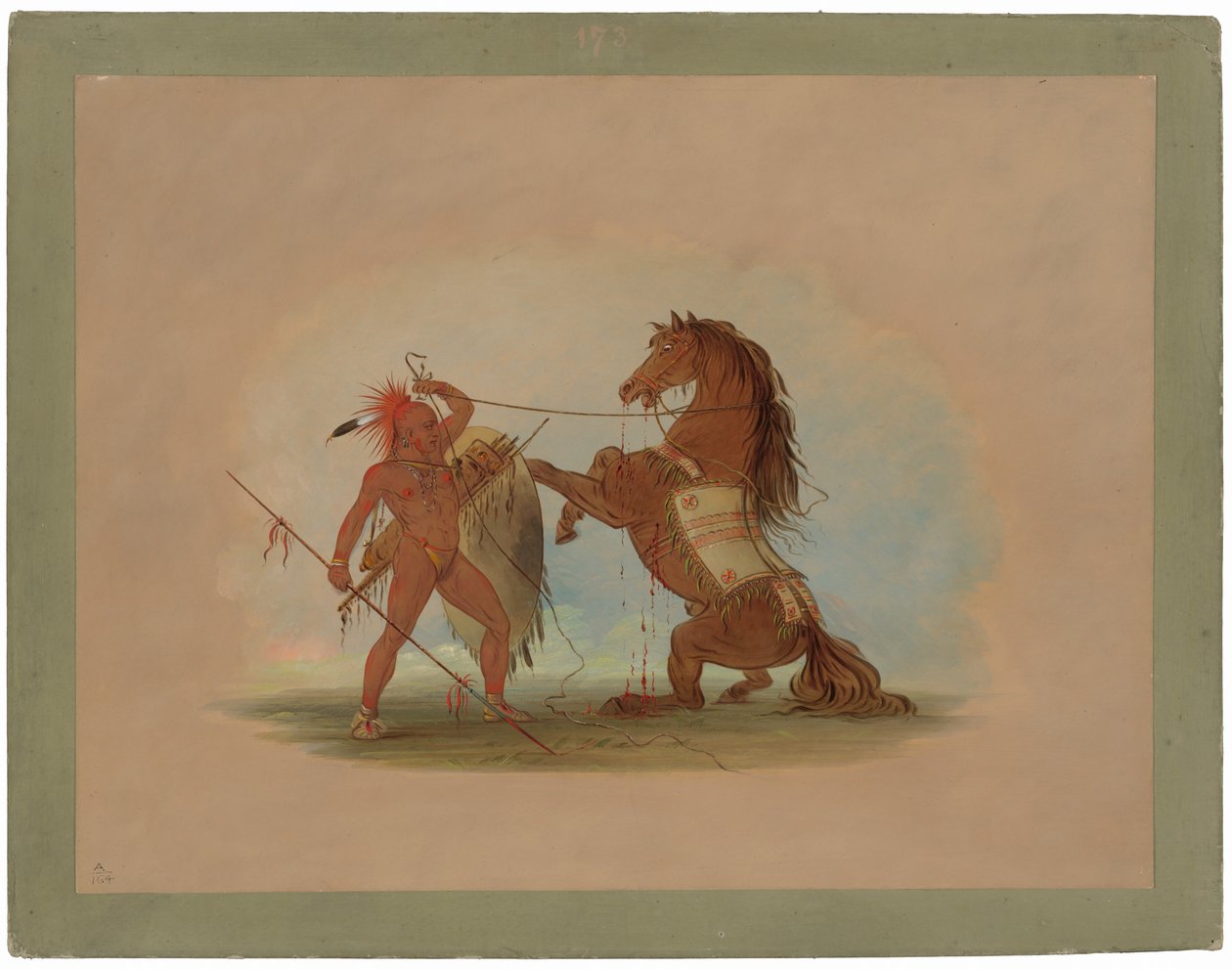 Un guerrier Pawnee sacrifiant son cheval préféré - George Catlin