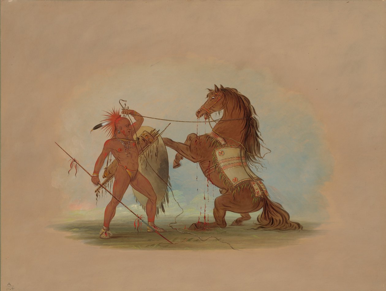 Un guerrier Pawnee sacrifiant son cheval préféré - George Catlin