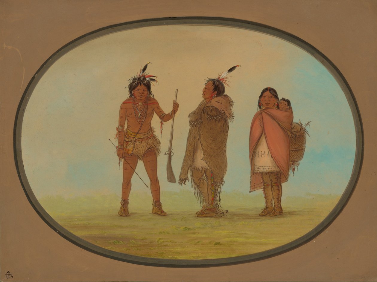 Chef Arapaho, sa femme et un guerrier - George Catlin