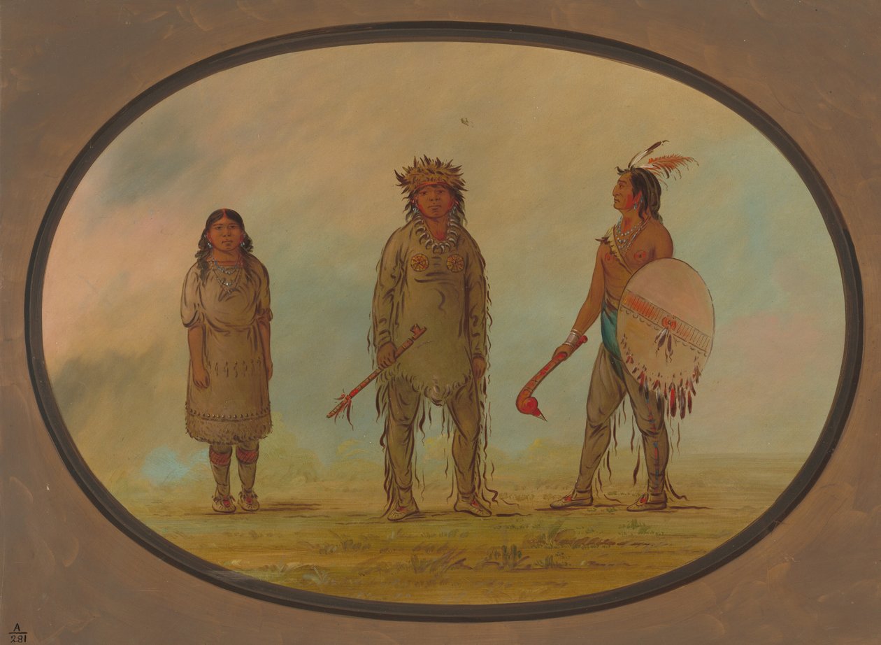 Chef Athapasca, sa femme et un guerrier, 1855-1869 - George Catlin