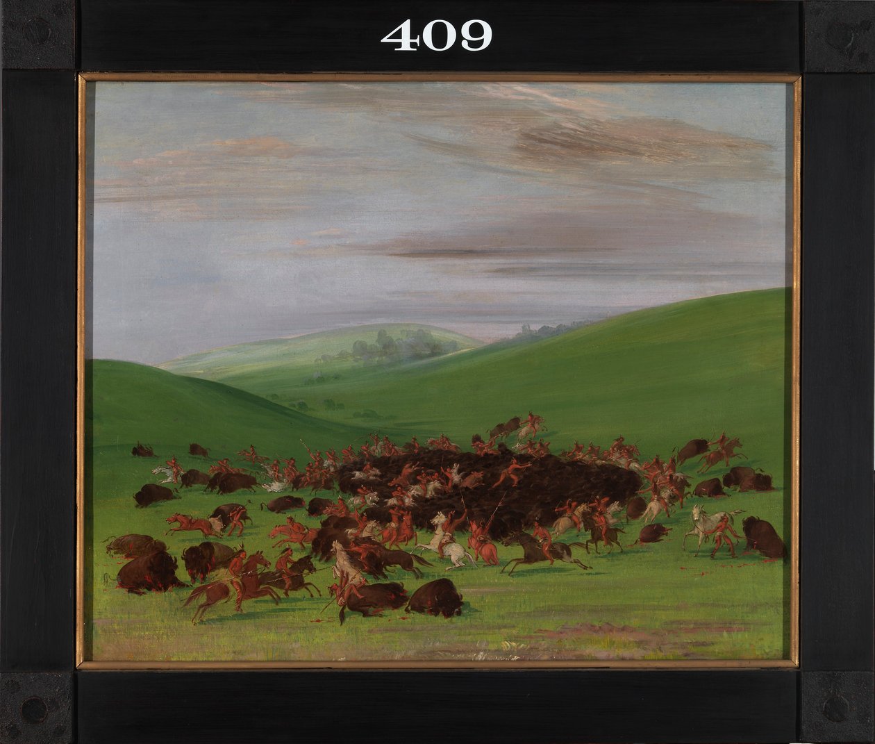 Buffalo Chase, une ronde des Hidatsa - George Catlin