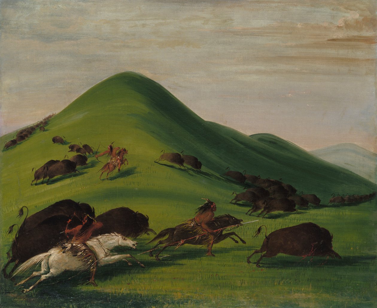 Chasse au bison sur les falaises de la prairie, 1832-1833 - George Catlin
