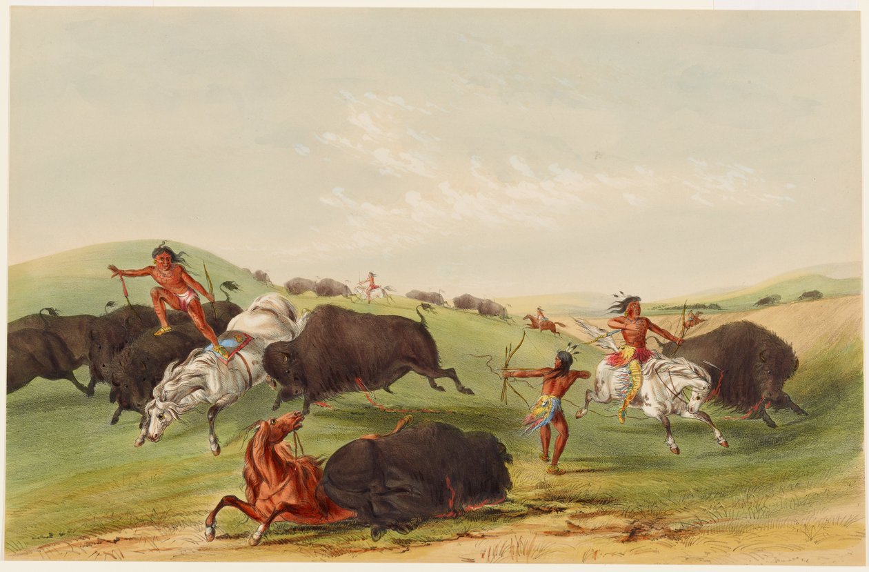 Chasse au bison : poursuite - George Catlin